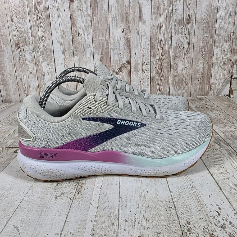 Brooks Ghost 16 Womens Running Shoes Grey Purple 1204071B175 Size 10 Medium B